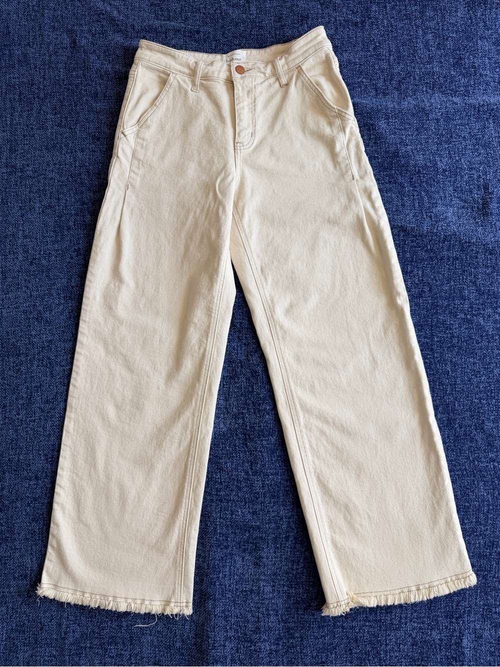 Bohme Zaria Wide-Leg Cream Denim Pants Size 26
